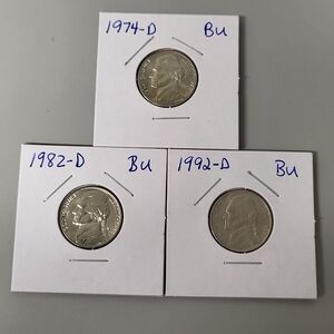 3 Brilliant Uncirculated Jefferson Nickels